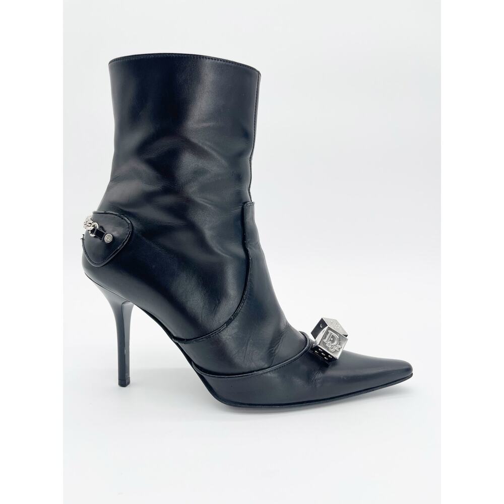Dior Vintage Galliano Era Black Gambler Dice Pointed Toe Ankle Boots EU 37.5 - Picture 3 of 16